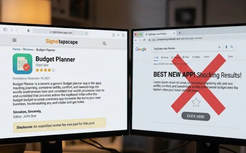 real tapscape vs the fake app review pages